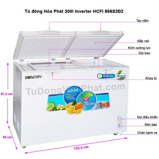 Tủ đông Hòa Phát Inverter HCFI 656S2Đ2