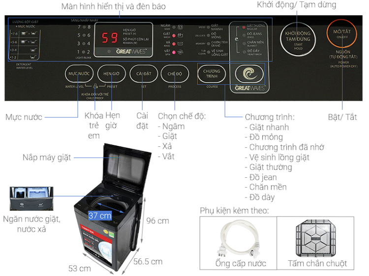 Máy Giặt Toshiba AW-DM1100JV(MK) | 10kg 2 Máy Giặt Toshiba AW-DM1100JV(MK)