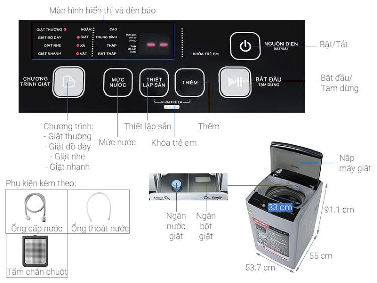 Máy Giặt Sharp ES-Y75HV-S 