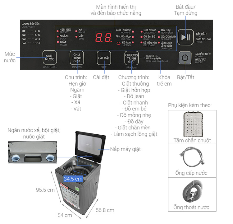 Máy Giặt Sharp ES-W10NV-GY