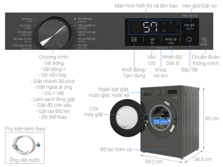 Máy Giặt LG FB1209S6M Inverter | 9Kg 2 Máy Giặt LG FB1209S6M