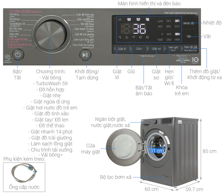 Máy Giặt LG FV1410S4M1