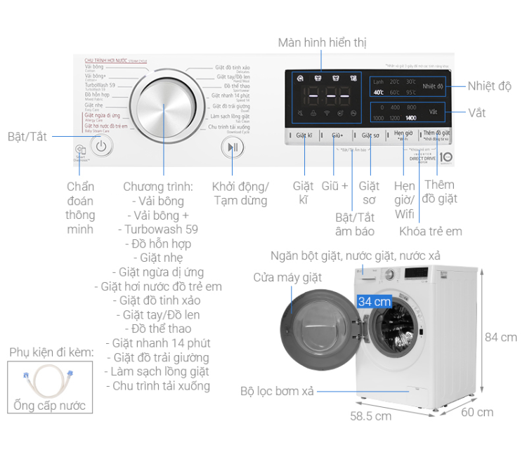 Máy Giặt LG FV1412S4W