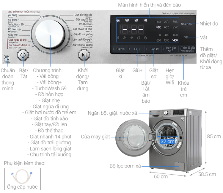 Máy Giặt LG FV1410S4P