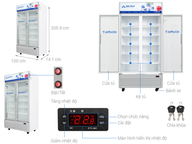 Tủ mát Hòa Phát HSR D8812 Inverter 812 lít 2 Tủ mát Hòa Phát HSR D8812