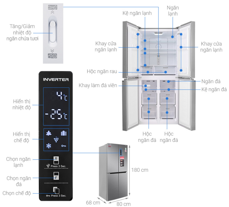 Tủ lạnh Sharp SJ-FXP480V-SL