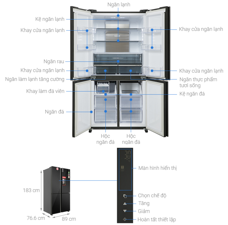 Tủ lạnh Sharp SJ-FXP640VG-BK