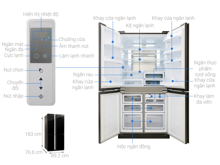 Tủ lạnh Sharp SJ-FX688VG-BK