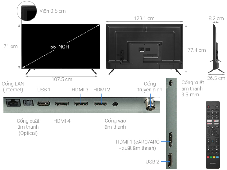 Tivi Sharp 4T-C55EK2X