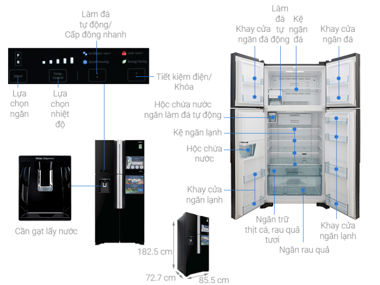 Tủ lạnh Hitachi R-FW690PGV7X GBK Inverter 540 lít 2 Tủ lạnh Hitachi R-FW690PGV7X GBK