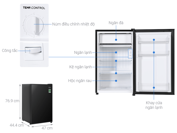Tủ lạnh Aqua AQR-D100FA(BS) 90 lít 2 Tủ lạnh Aqua AQR-D100FA(BS)