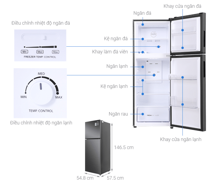 Tủ lạnh Aqua AQR-T239FA(HB) 212 lít 2 Tủ lạnh AQR-T239FA(HB)
