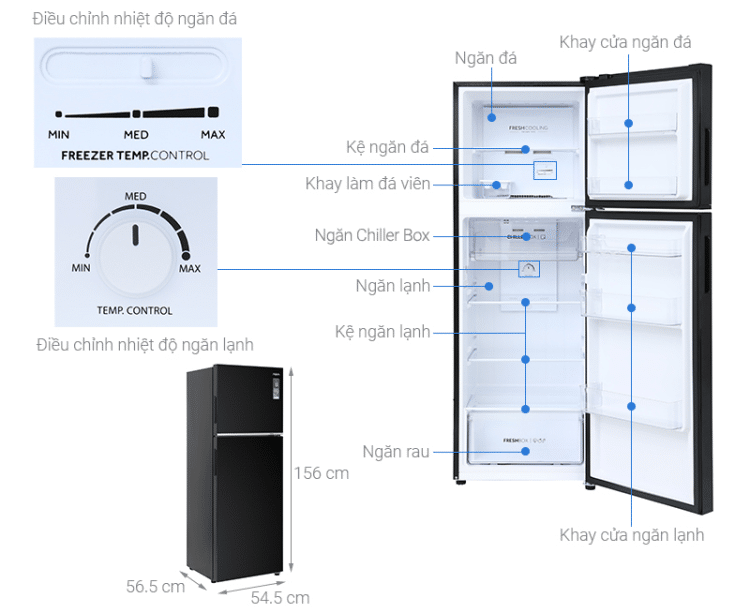 Tủ lạnh Aqua AQR-T260FA(FB) 236 lít 2 Tủ lạnh AQR-T260FA(FB)