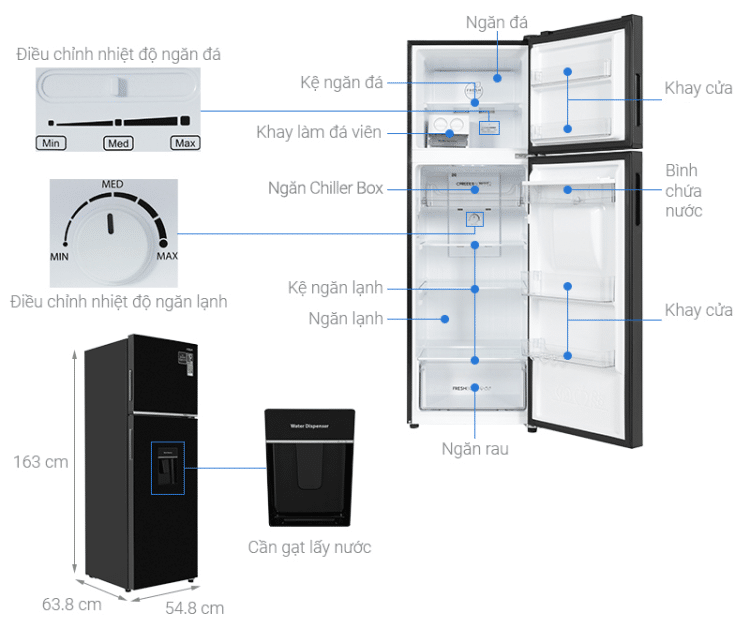 Tủ lạnh Aqua AQR-T300FA(WFB) 279 lít 2 Tủ lạnh Aqua AQR-T300FA(WFB)