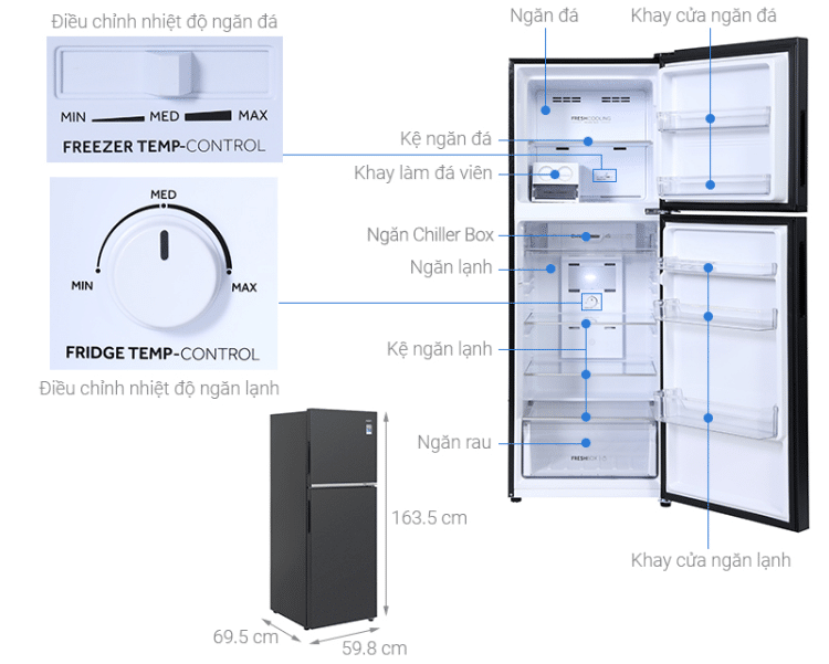Tủ lạnh Aqua AQR-T380FA(SL) 328 lít 2 Tủ lạnh Aqua AQR-T380FA(SL)