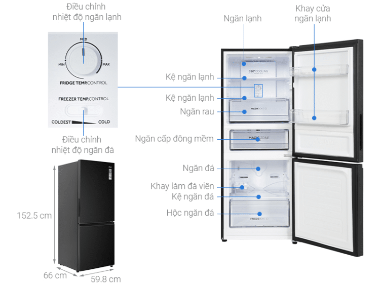 Tủ lạnh Aqua AQR-B310MA(FB) 260 lít 2 Tủ lạnh Aqua AQR-B310MA(FB)