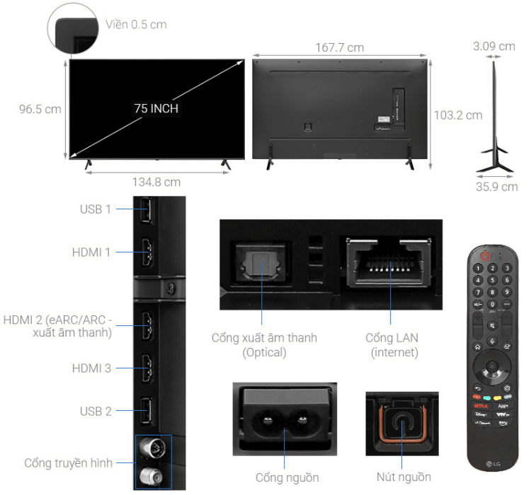 Tivi LG 75QNED80TSA - 75 inch 2 Tivi LG 75QNED80TSA