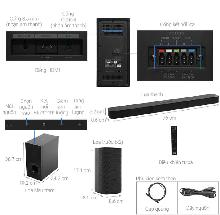 Loa thanh Sony HT-S20R//C SP1 400W 2 Loa thanh Sony HT-S20R//C SP1