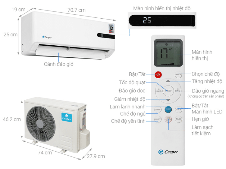 Điều hòa Casper Inverter GC-09IB36 1 HP 2 Điều hòa Casper GC-09IB36