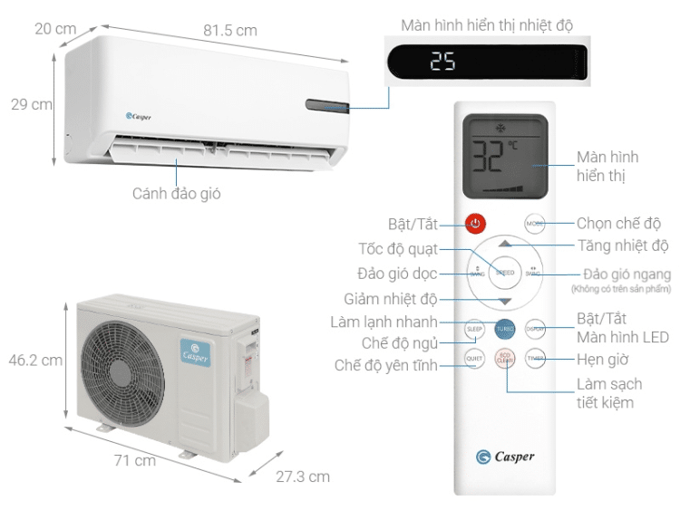 Điều hòa Casper Inverter GC-12IB36 1.5 HP 2 Điều hòa Casper GC-12IB36
